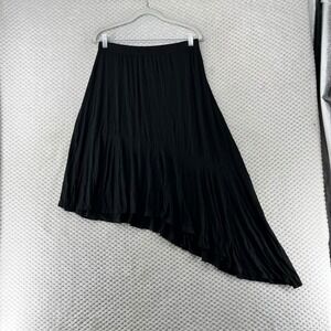 Go Couture Black Asymmetrical Skirt  Ruffle Hem High Low Hem Flowy Casual Size L